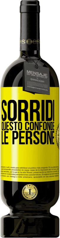 49,95 € Spedizione Gratuita | Vino rosso Edizione Premium MBS® Riserva Sorridi, questo confonde le persone Etichetta Gialla. Etichetta personalizzabile Riserva 12 Mesi Raccogliere 2016 Tempranillo