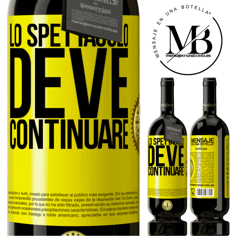 49,95 € Spedizione Gratuita | Vino rosso Edizione Premium MBS® Riserva Lo spettacolo deve continuare Etichetta Gialla. Etichetta personalizzabile Riserva 12 Mesi Raccogliere 2016 Tempranillo