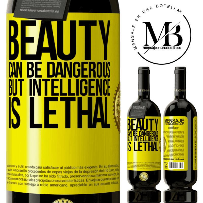 49,95 € Free Shipping | Red Wine Premium Edition MBS® Reserve Beauty can be dangerous, but intelligence is lethal Yellow Label. Customizable label Reserve 12 Months Harvest 2015 Tempranillo