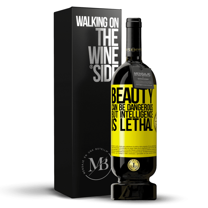 49,95 € Free Shipping | Red Wine Premium Edition MBS® Reserve Beauty can be dangerous, but intelligence is lethal Yellow Label. Customizable label Reserve 12 Months Harvest 2014 Tempranillo