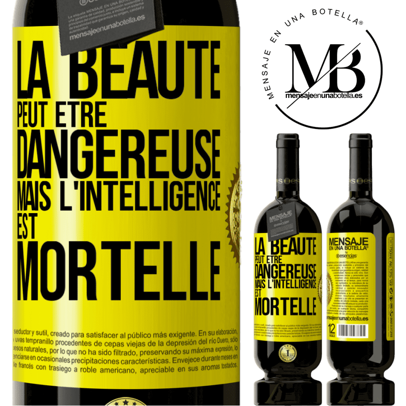 49,95 € Envoi gratuit | Vin rouge Édition Premium MBS® Réserve La beauté peut être dangereuse, mais l'intelligence est mortelle Étiquette Jaune. Étiquette personnalisable Réserve 12 Mois Récolte 2015 Tempranillo
