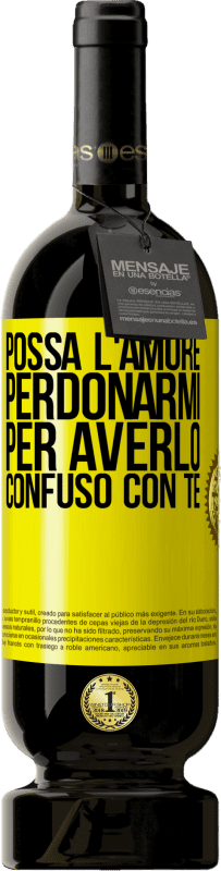 Spedizione Gratuita | Vino rosso Edizione Premium MBS® Riserva Possa l'amore perdonarmi per averlo confuso con te Etichetta Gialla. Etichetta personalizzabile Riserva 12 Mesi Raccogliere 2014 Tempranillo