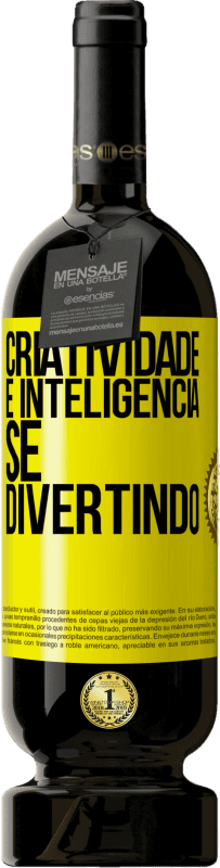 49,95 € Envio grátis | Vinho tinto Edição Premium MBS® Reserva Criatividade é inteligência se divertindo Etiqueta Amarela. Etiqueta personalizável Reserva 12 Meses Colheita 2013 Tempranillo