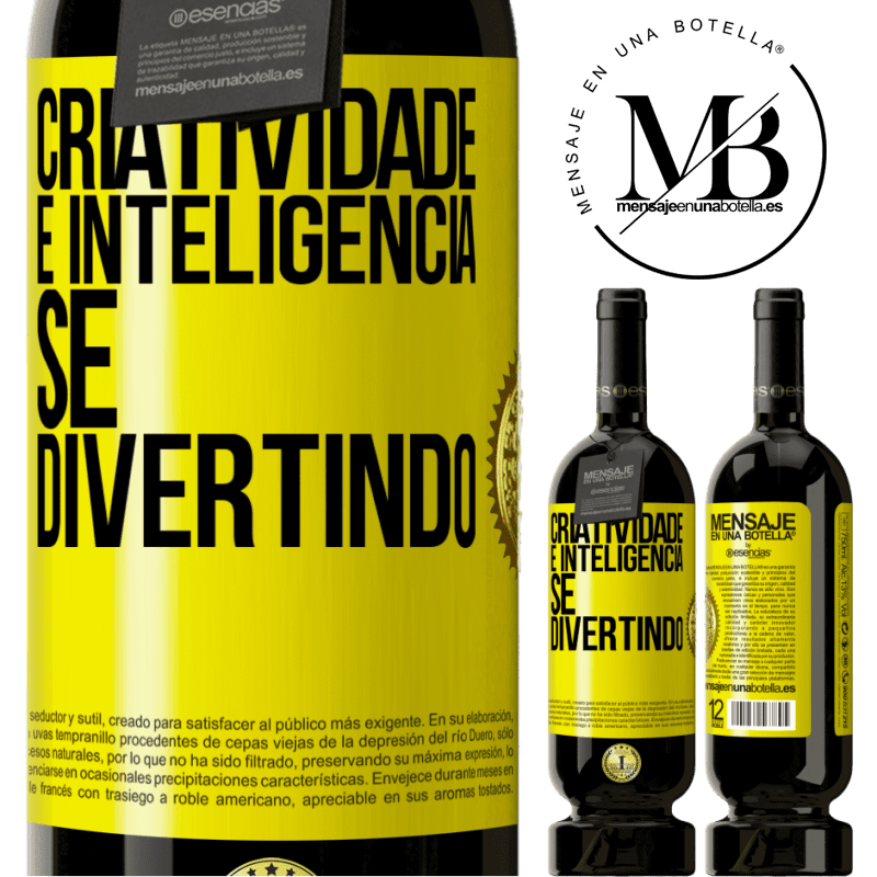 49,95 € Envio grátis | Vinho tinto Edição Premium MBS® Reserva Criatividade é inteligência se divertindo Etiqueta Amarela. Etiqueta personalizável Reserva 12 Meses Colheita 2014 Tempranillo