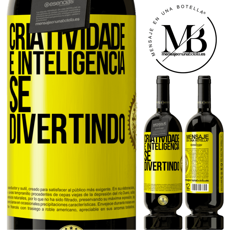 49,95 € Envio grátis | Vinho tinto Edição Premium MBS® Reserva Criatividade é inteligência se divertindo Etiqueta Amarela. Etiqueta personalizável Reserva 12 Meses Colheita 2016 Tempranillo