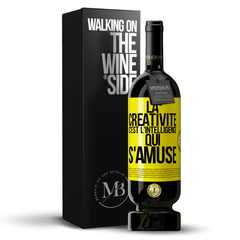 49,95 € Envoi gratuit | Vin rouge Édition Premium MBS® Réserve La créativité c'est l'intelligence qui s'amuse Étiquette Jaune. Étiquette personnalisable Réserve 12 Mois Récolte 2015 Tempranillo