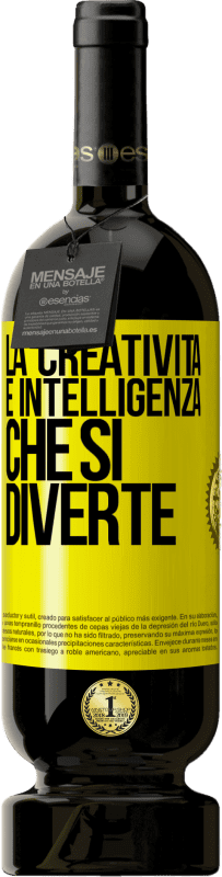 49,95 € Spedizione Gratuita | Vino rosso Edizione Premium MBS® Riserva La creatività è intelligenza che si diverte Etichetta Gialla. Etichetta personalizzabile Riserva 12 Mesi Raccogliere 2016 Tempranillo