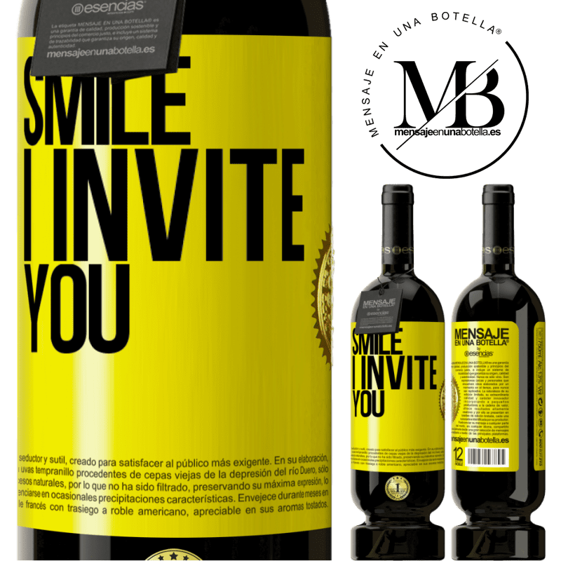 29,95 € Free Shipping | Red Wine Premium Edition MBS® Reserva Smile I invite you Yellow Label. Customizable label Reserva 12 Months Harvest 2014 Tempranillo