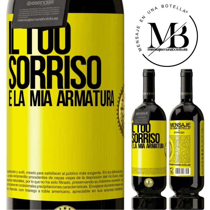 49,95 € Spedizione Gratuita | Vino rosso Edizione Premium MBS® Riserva Il tuo sorriso è la mia armatura Etichetta Gialla. Etichetta personalizzabile Riserva 12 Mesi Raccogliere 2015 Tempranillo