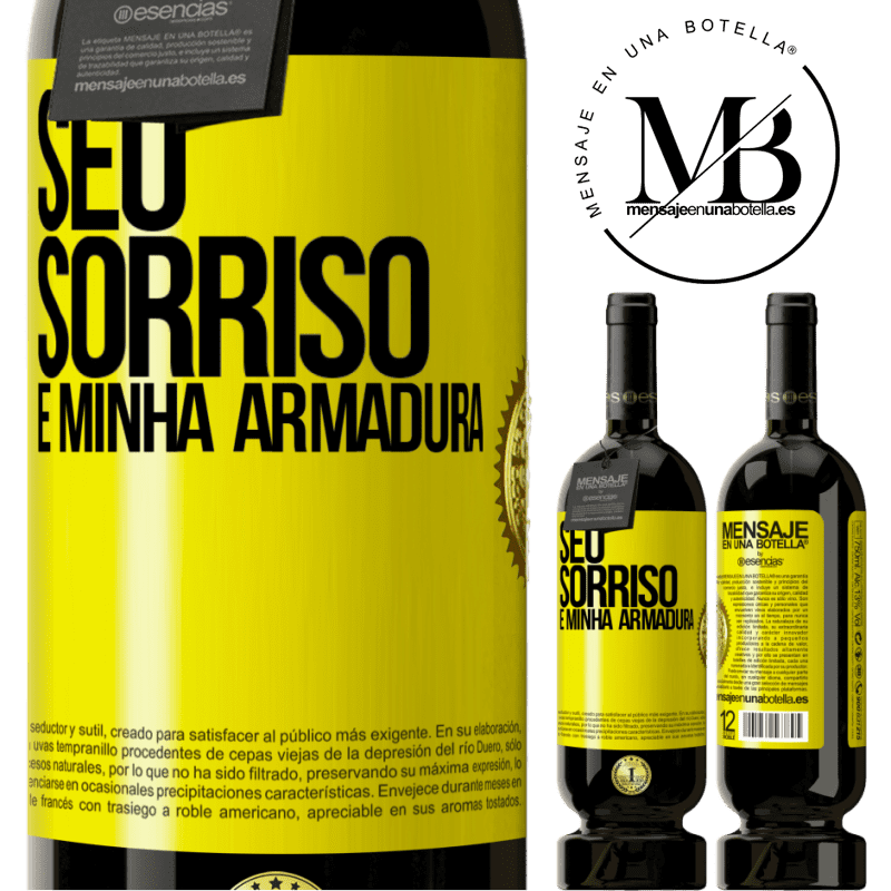 49,95 € Envio grátis | Vinho tinto Edição Premium MBS® Reserva Seu sorriso é minha armadura Etiqueta Amarela. Etiqueta personalizável Reserva 12 Meses Colheita 2016 Tempranillo