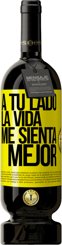 49,95 € | Vino Tinto Edición Premium MBS® Reserva A tu lado la vida me sienta mejor Etiqueta Amarilla. Etiqueta personalizable Reserva 12 Meses Cosecha 2016 Tempranillo
