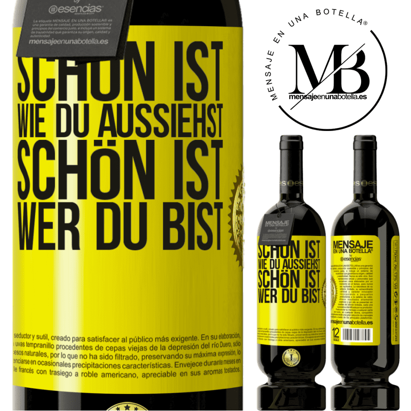 29,95 € Kostenloser Versand | Rotwein Premium Ausgabe MBS® Reserva Schön ist, wie du aussiehst, schön ist, wer du bist Gelbes Etikett. Anpassbares Etikett Reserva 12 Monate Ernte 2014 Tempranillo