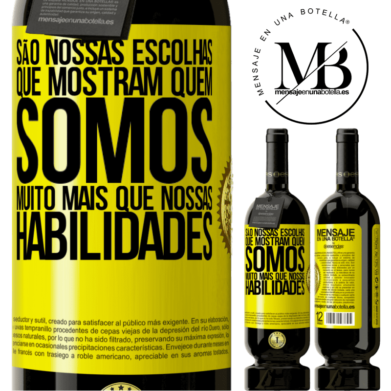 49,95 € Envio grátis | Vinho tinto Edição Premium MBS® Reserva São nossas escolhas que mostram quem somos, muito mais que nossas habilidades Etiqueta Amarela. Etiqueta personalizável Reserva 12 Meses Colheita 2014 Tempranillo