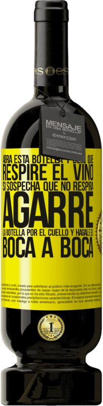 49,95 € Envío gratis | Vino Tinto Edición Premium MBS® Reserva Abra esta botella y deje que respire el vino. Si sospecha que no respira, agarre la botella por el cuello y hágale el boca a Etiqueta Amarilla. Etiqueta personalizable Reserva 12 Meses Cosecha 2016 Tempranillo