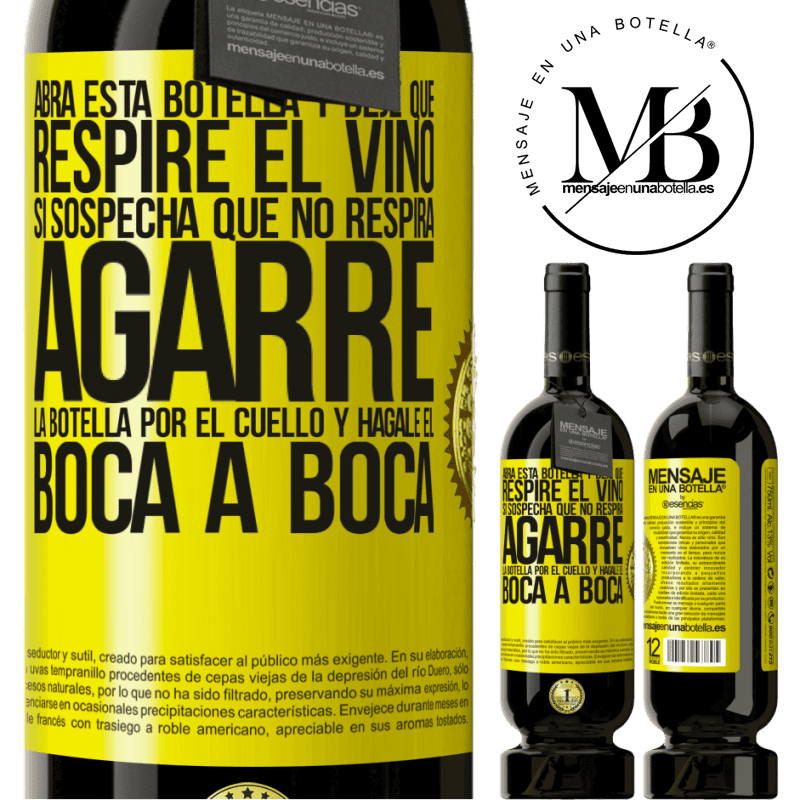 49,95 € Envío gratis | Vino Tinto Edición Premium MBS® Reserva Abra esta botella y deje que respire el vino. Si sospecha que no respira, agarre la botella por el cuello y hágale el boca a Etiqueta Amarilla. Etiqueta personalizable Reserva 12 Meses Cosecha 2014 Tempranillo