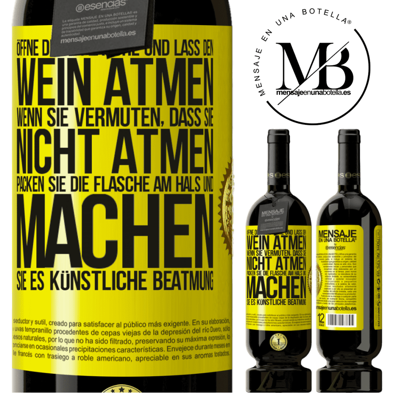 49,95 € Kostenloser Versand | Rotwein Premium Ausgabe MBS® Reserve Öffnen Sie diese Flasche und lassen Sie den Wein atmen. Wenn Sie vermuten, dass er nicht atmet, packen Sie die Flasche am Hals u Gelbes Etikett. Anpassbares Etikett Reserve 12 Monate Ernte 2014 Tempranillo