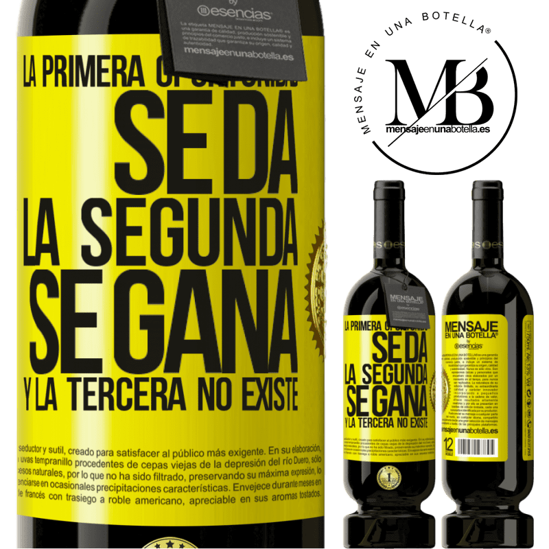 49,95 € Envío gratis | Vino Tinto Edición Premium MBS® Reserva La primera oportunidad se da, la segunda se gana, y la tercera no existe Etiqueta Amarilla. Etiqueta personalizable Reserva 12 Meses Cosecha 2014 Tempranillo