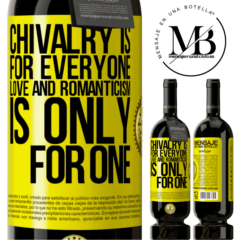 29,95 € Free Shipping | Red Wine Premium Edition MBS® Reserva Chivalry is for everyone. Love and romanticism is only for one Yellow Label. Customizable label Reserva 12 Months Harvest 2014 Tempranillo