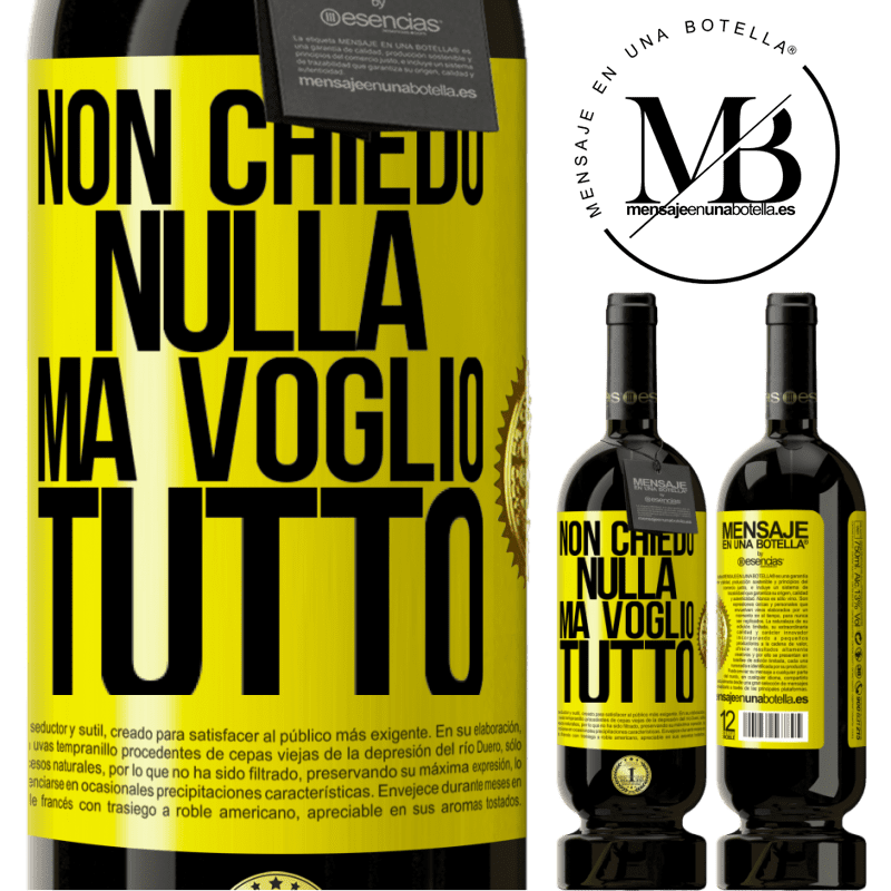 49,95 € Spedizione Gratuita | Vino rosso Edizione Premium MBS® Riserva Non chiedo nulla, ma voglio tutto Etichetta Gialla. Etichetta personalizzabile Riserva 12 Mesi Raccogliere 2015 Tempranillo