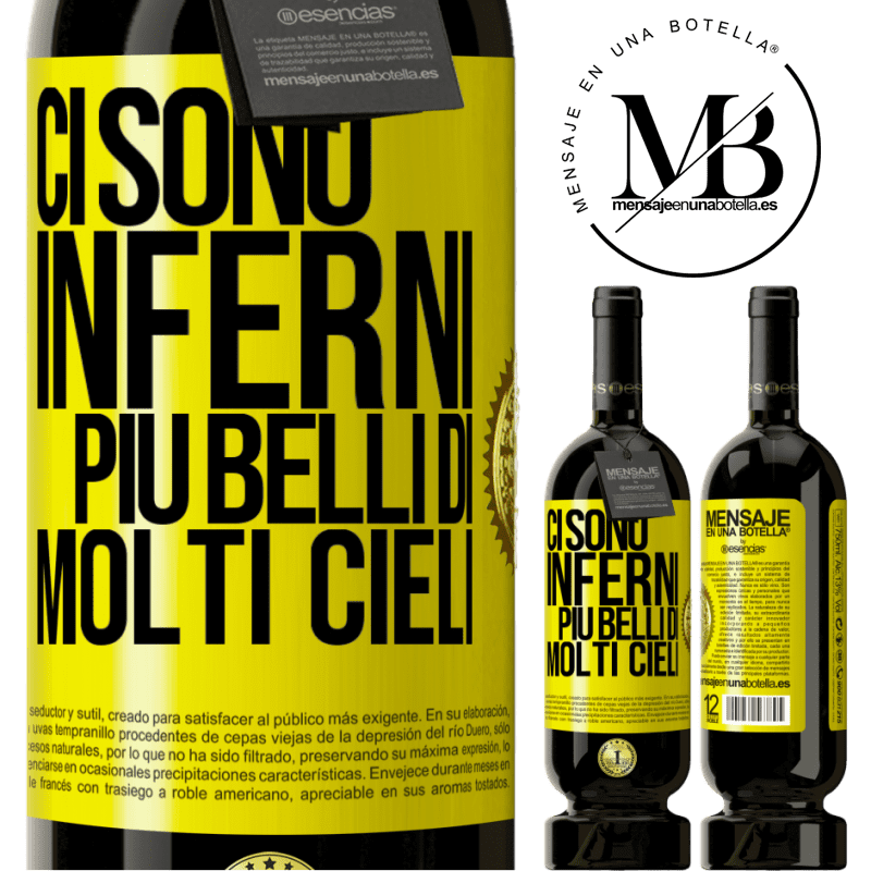 49,95 € Spedizione Gratuita | Vino rosso Edizione Premium MBS® Riserva Ci sono inferni più belli di molti cieli Etichetta Gialla. Etichetta personalizzabile Riserva 12 Mesi Raccogliere 2014 Tempranillo