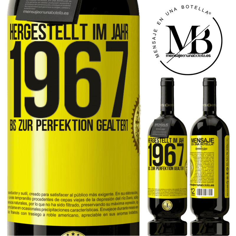 49,95 € Kostenloser Versand | Rotwein Premium Ausgabe MBS® Reserve Hergestellt im Jahr 1967. Bis zur Perfektion gealtert Gelbes Etikett. Anpassbares Etikett Reserve 12 Monate Ernte 2015 Tempranillo