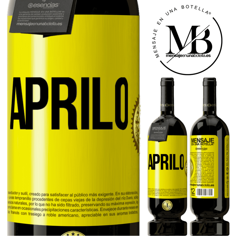 49,95 € Spedizione Gratuita | Vino rosso Edizione Premium MBS® Riserva Aprilo Etichetta Gialla. Etichetta personalizzabile Riserva 12 Mesi Raccogliere 2015 Tempranillo
