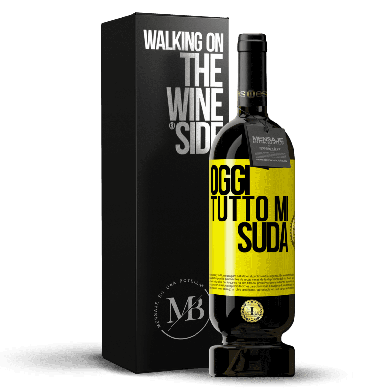 49,95 € Spedizione Gratuita | Vino rosso Edizione Premium MBS® Riserva Oggi tutto mi suda Etichetta Gialla. Etichetta personalizzabile Riserva 12 Mesi Raccogliere 2016 Tempranillo