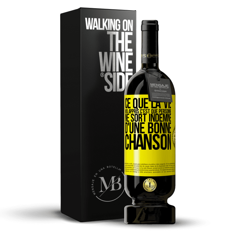 49,95 € Envoi gratuit | Vin rouge Édition Premium MBS® Réserve Ce que la vie m'a appris, c'est que personne ne sort indemne d'une bonne chanson Étiquette Jaune. Étiquette personnalisable Réserve 12 Mois Récolte 2014 Tempranillo