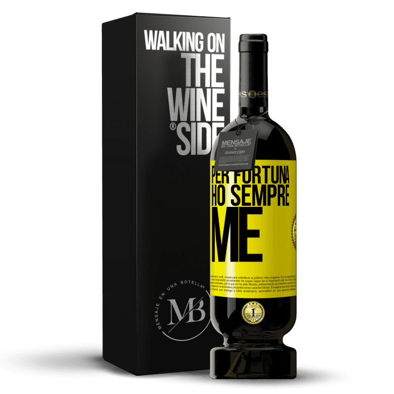 49,95 € Spedizione Gratuita | Vino rosso Edizione Premium MBS® Riserva Per fortuna ho sempre me Etichetta Gialla. Etichetta personalizzabile Riserva 12 Mesi Raccogliere 2014 Tempranillo