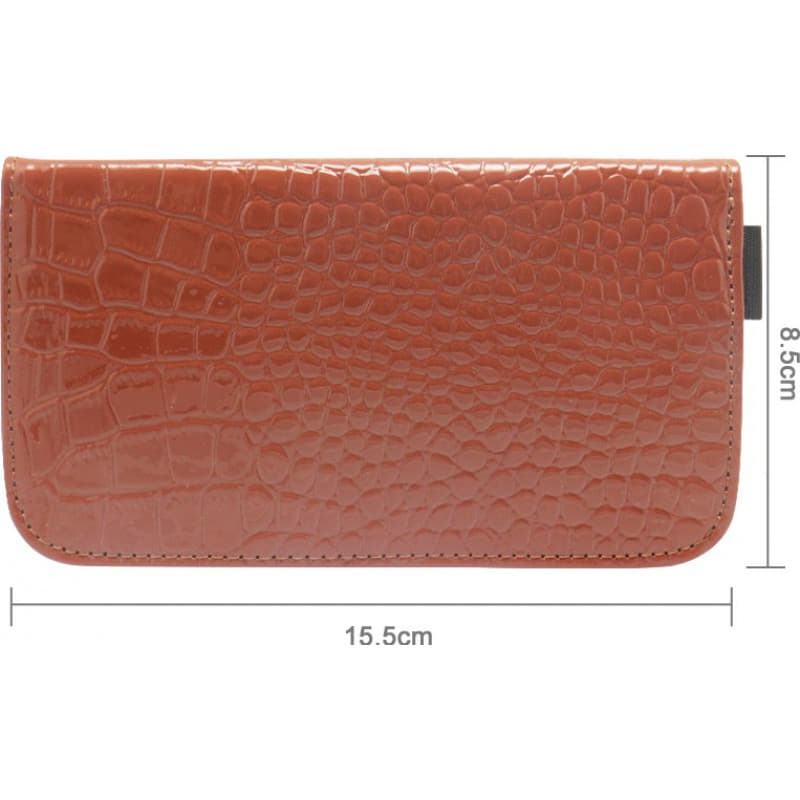 Jammer Accessories Crocodile PU Leather protective anti-radiation bag. Signal blocking case pouch for smartphones. Brown color. 6.1x3.3 inches