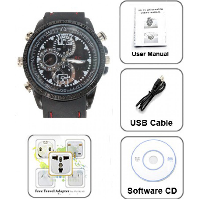 39,95 € Бесплатная доставка | Шпионские наручные часы Модные наручные часы Spy. Цифровой видеорегистратор (DVR). Скрытая камера. Водонепроницаемый. 2.0MP камера. 30FPS 8 Gb 480P HD