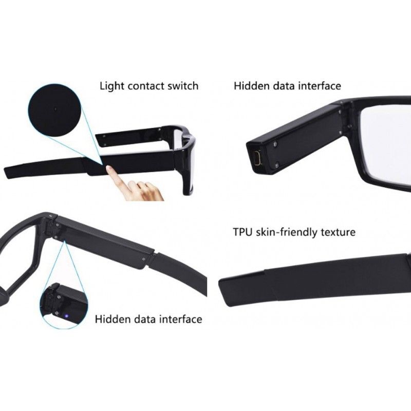 56,95 € Free Shipping | Glasses Hidden Cameras Touch-Switch Glasses camera. Invisible switches. No Button. Completely hidden camera lens. Digital video recorder (DVR)