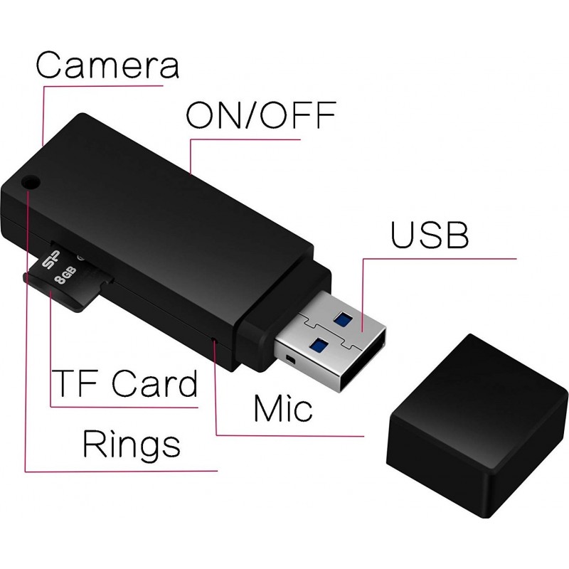 19,95 € Envoi gratuit | Clé USB Espion Clé USB. Caméra cachée. Magnétoscope. 1080P HD. Mini U-Disk Portable