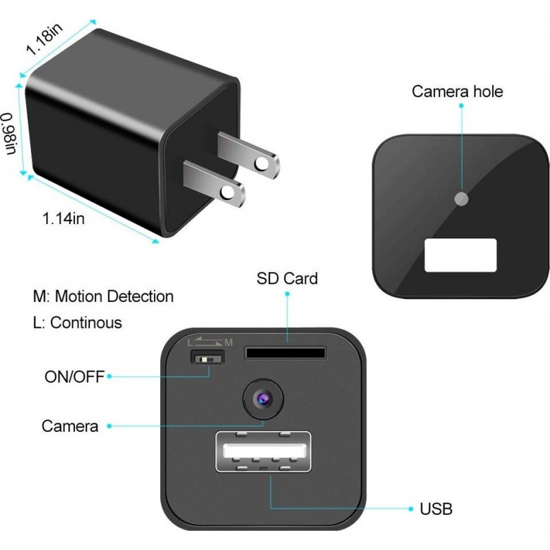 41,95 € Free Shipping | Hidden Spy Accessories Small Camcorder for Video surveillance. Mini Spy Camera. Nanny Cam. HD 1080P. Motion Detection. 16G SD Card