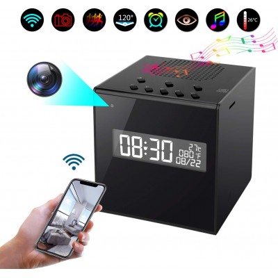 74,95 € Free Shipping | Clock Hidden Cameras Speaker With Camera. Clock. Alarm. Temperature. WiFi. HD. Night Vision. Wireless. Motion Detection