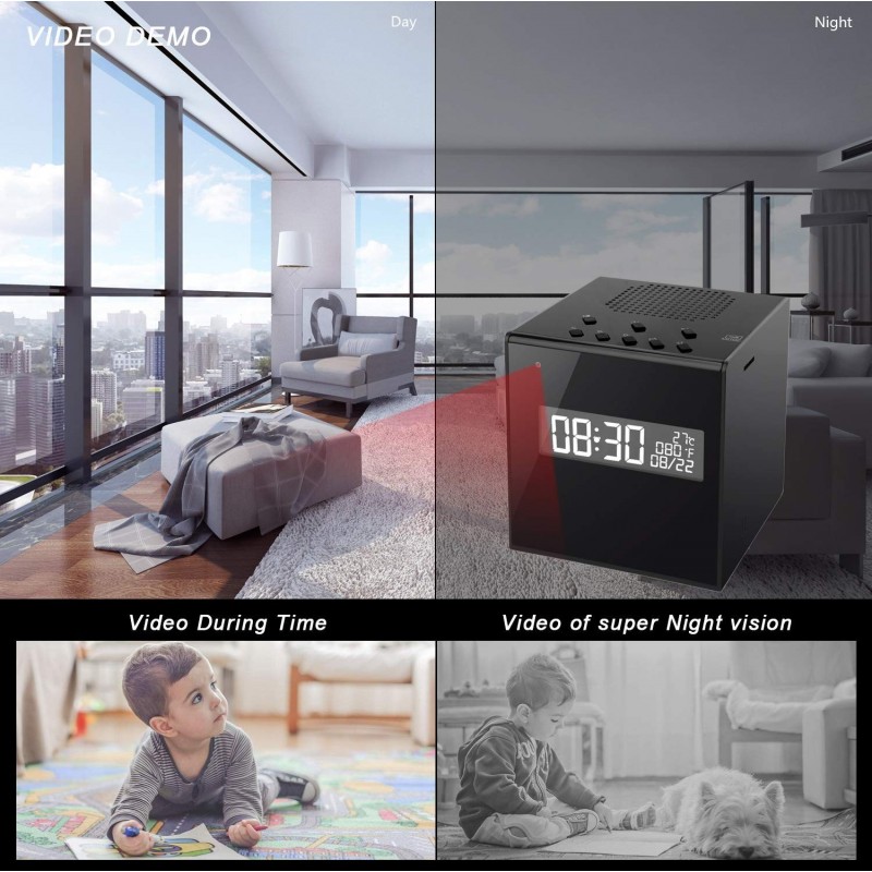 42,95 € Free Shipping | Clock Hidden Cameras Speaker With Camera. Clock. Alarm. Temperature. WiFi. HD. Night Vision. Wireless. Motion Detection