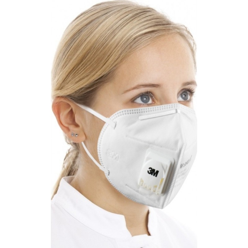 149,95 € 送料無料 | 20個入りボックス 呼吸保護マスク 3M 9501V KN95 FFP2。バルブPM2.5付きの微粒子防護マスク。粒子フィルターマスク