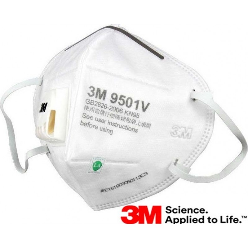 89,95 € 送料無料 | 10個入りボックス 呼吸保護マスク 3M 9501V KN95 FFP2。バルブPM2.5付きの微粒子防護マスク。粒子フィルターマスク