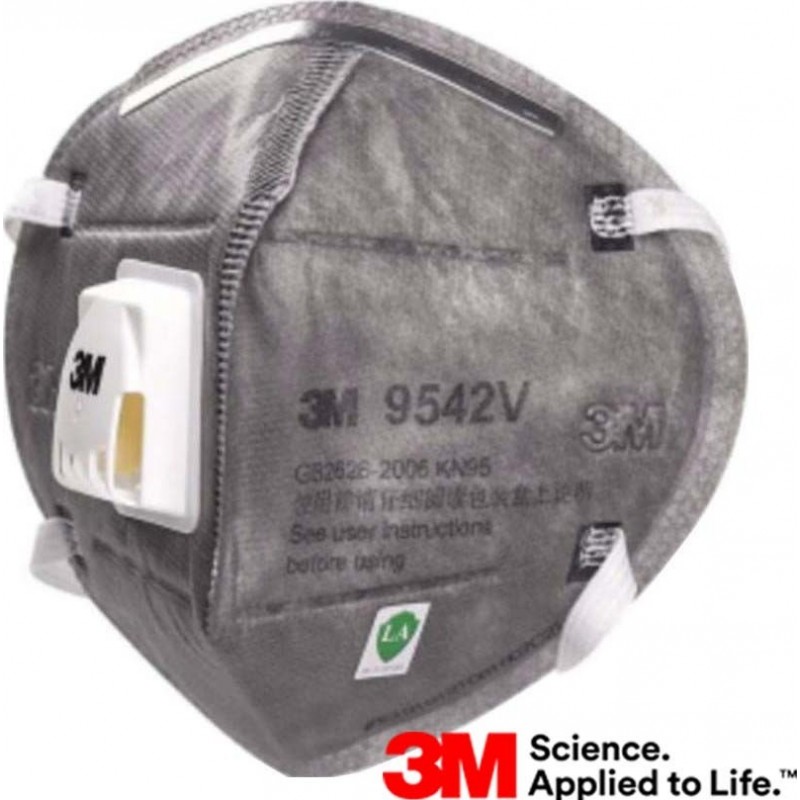 159,95 € 免费送货 | 盒装20个 呼吸防护面罩 3M 9542V KN95 FFP2。带阀门的呼吸防护面罩。 PM2.5。颗粒过滤器防毒面具