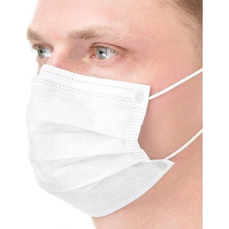 Scatola da 25 unità Maschere Protezione Respiratorie Maschera sanitaria monouso per il viso. Protezione respiratoria Traspirante con filtro a 3 strati
