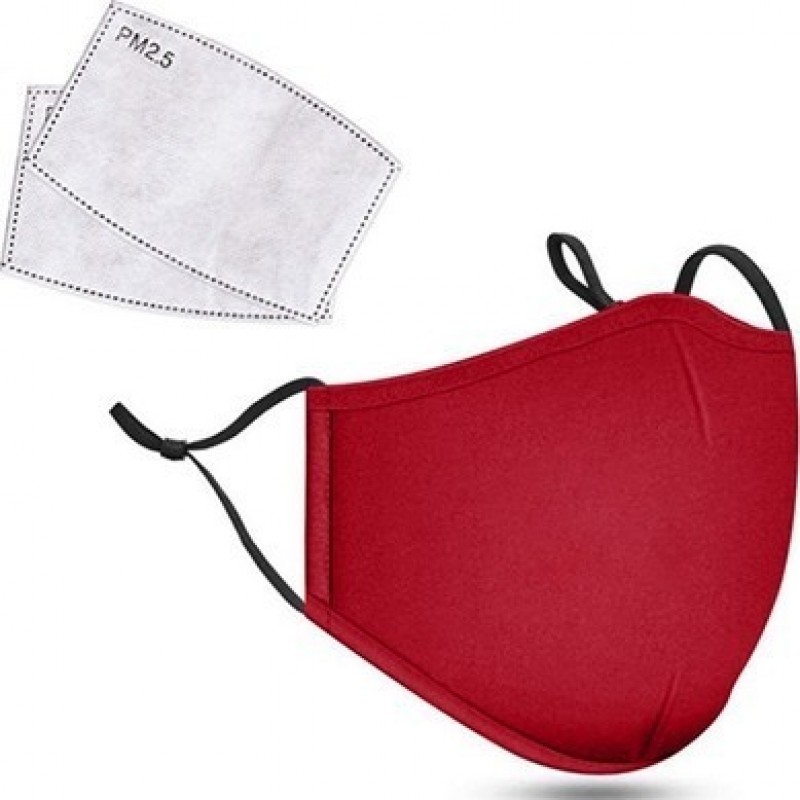 Boîte de 5 unités Masques Protection Respiratoire Couleur rouge. Masques de protection respiratoire réutilisables avec 50 filtres à charbon