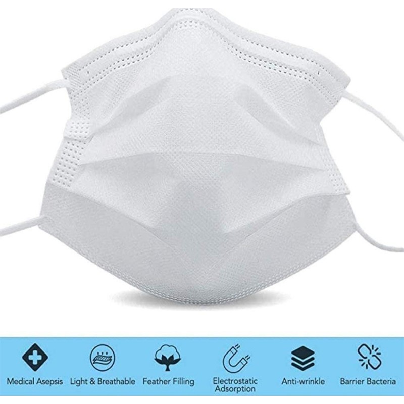 99,95 € 免费送货 | 盒装500个 呼吸防护面罩 一次性面部卫生口罩。呼吸系统防护。三层过滤透气