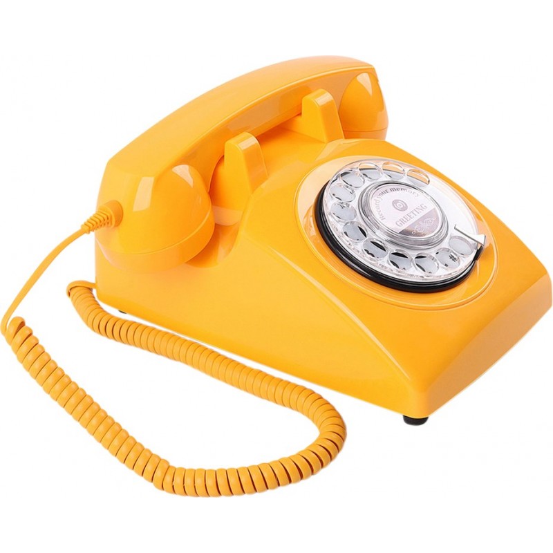 169,95 € Kostenloser Versand | Audio Guest Book Retro-Telefon im Wählscheibenstil. GPO 706-746 Replik eines britischen Telefons. Hochzeitstelefon im britischen Stil Gelb Farbe