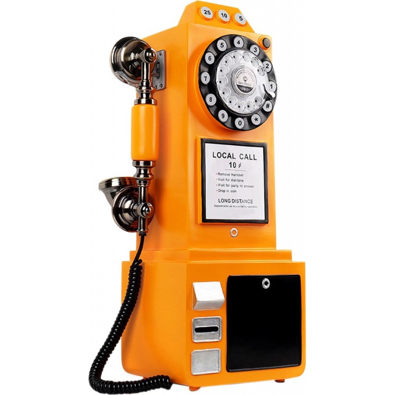 499,95 € Free Shipping | Audio Guest Book Crosley CR56 Replica British Public Telephone Booth. Vintage British Wedding and Party phone Yellow Color