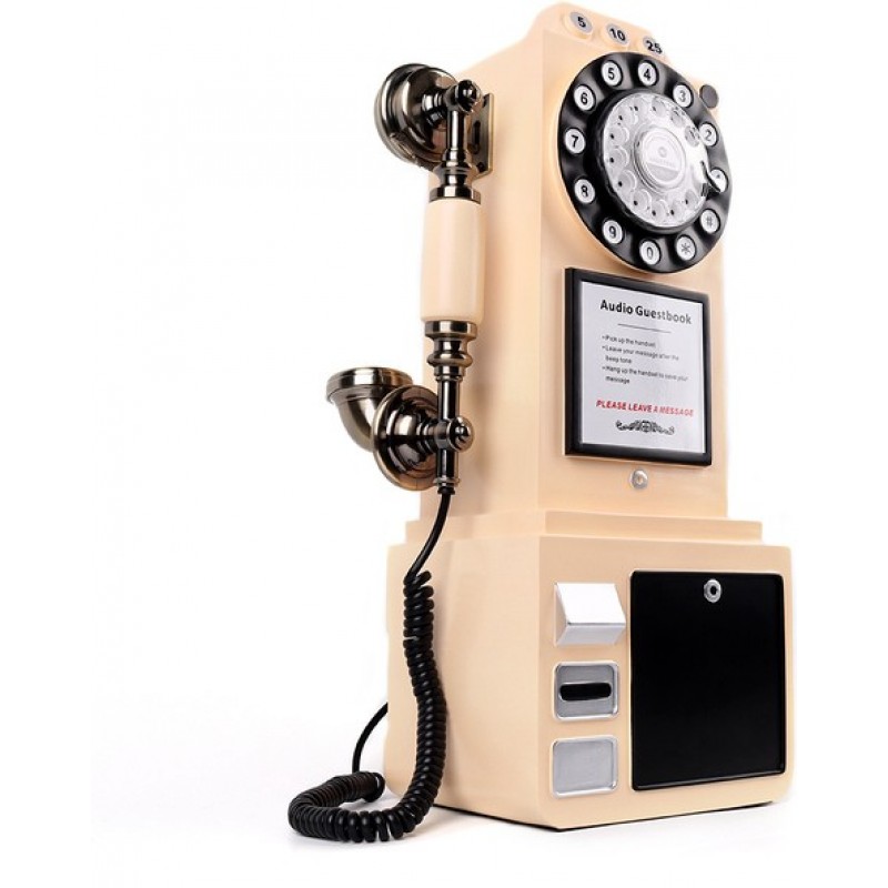 499,95 € Spedizione Gratuita | Audio Guest Book Crosley CR56 Replica cabina telefonica pubblica britannica. Telefono vintage britannico per matrimoni e feste Colore Giallo