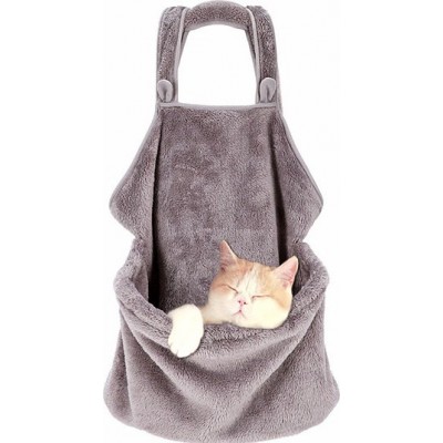 Pet carrier bag. Cat sleeping bag. Portable and breathable. Warm Gray