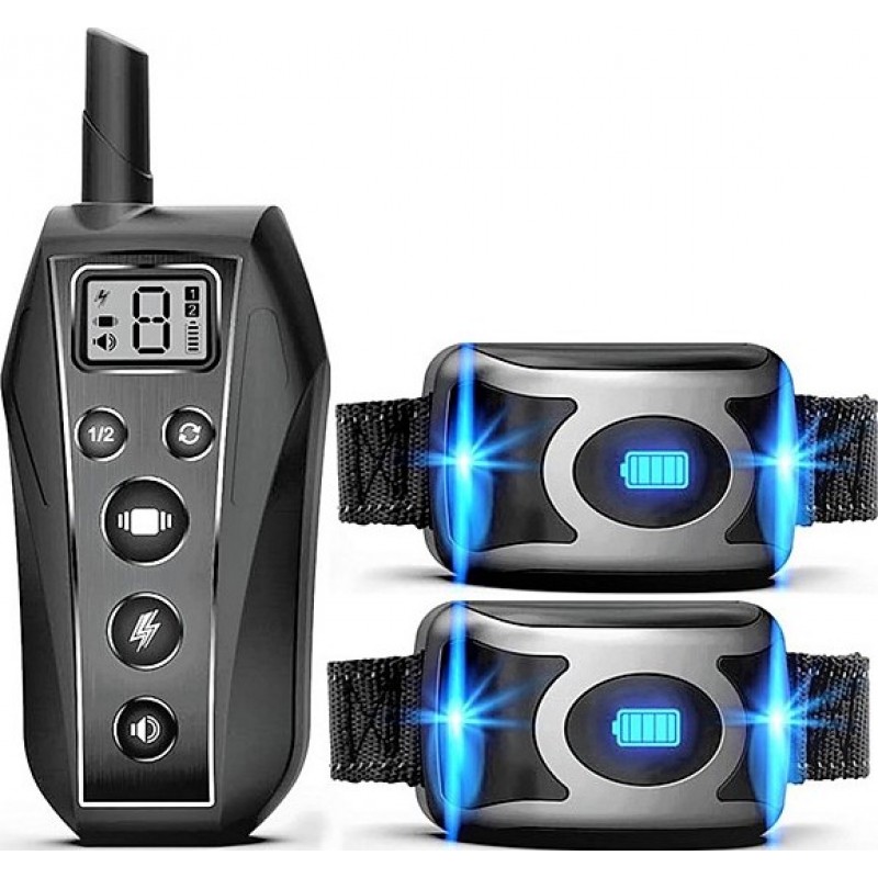 79,99 € Free Shipping | 2 units box Anti-bark collar Rechargeable. Remote dog training collar. Beep, vibration and shock modes. LED light