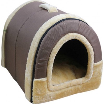 Warm pet kennel puppy house. Kitty bed. Pet indoor house Brown