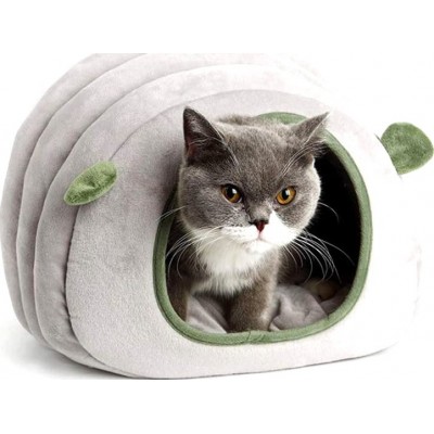 33,99 € Spedizione Gratuita | Cabine e penne Grotta con letto per gatti. Lettino igloo per cuccioli e gattini. Cuscino rimovibile Grigio