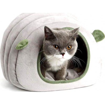 Cat bed cuddle cave. Portable. Cat puppy igloo bed. Removable cushion Gray